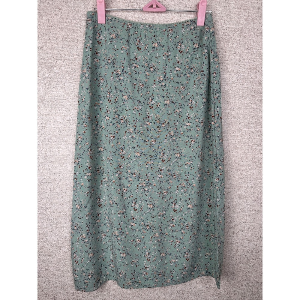 Brandy Melville Phoebe Sage Ditsy Floral Midi Skirt One Size Cottagecore Slit